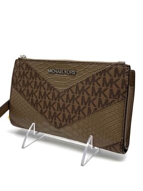 Michael Kors Large Jet Set Travel Logo Double Zip Wallet Dusk Multi